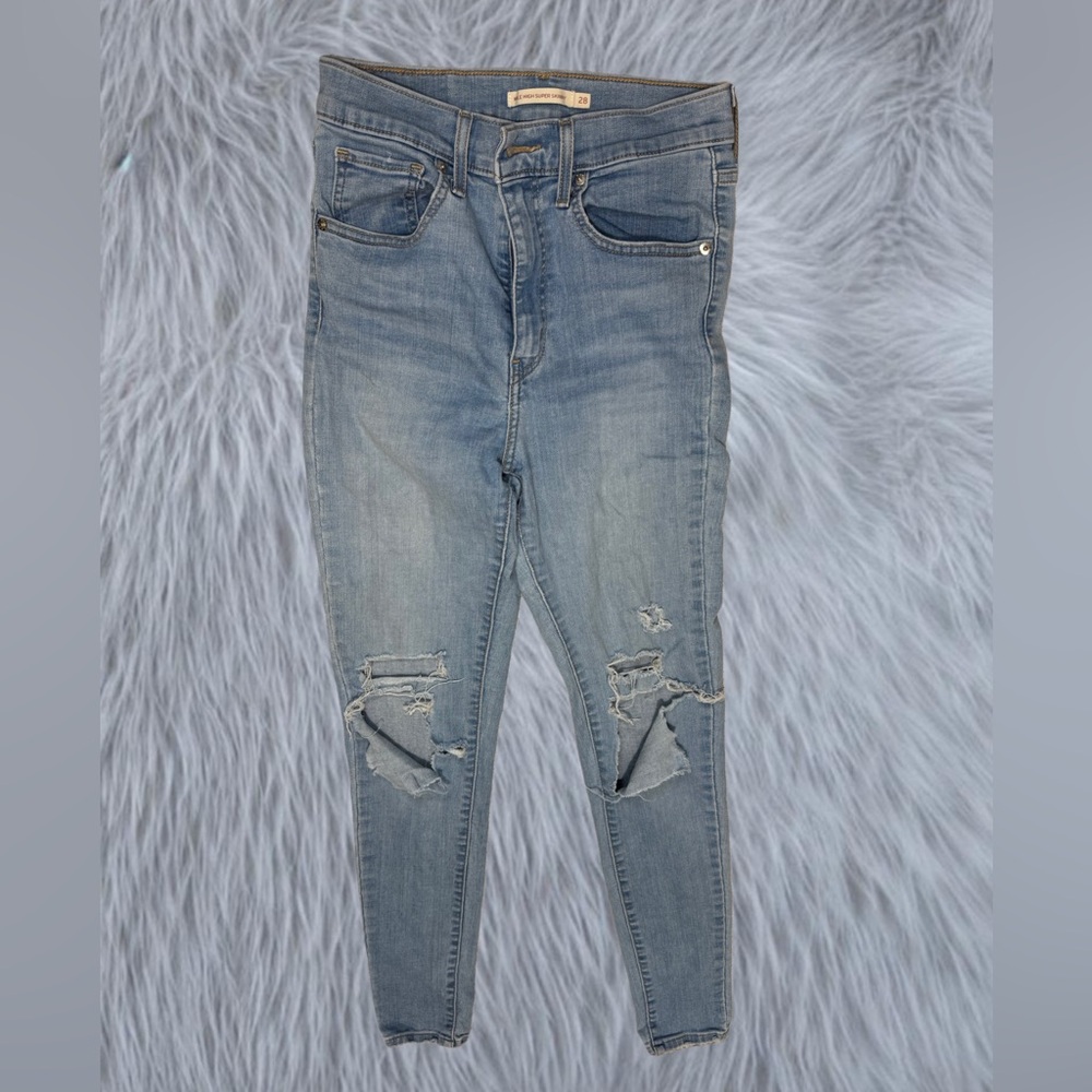 Levi's Blue Skinny Distressed Jeans